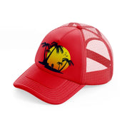 beach red trucker hat