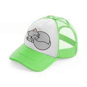 fluffy cat lime green trucker hat