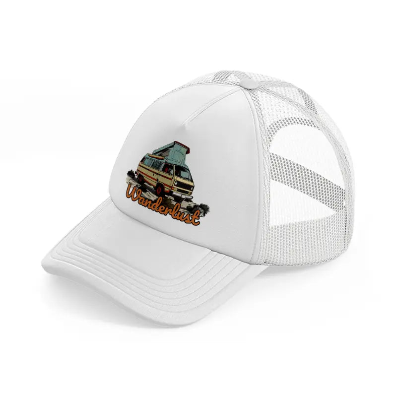 wanderlust white trucker hat