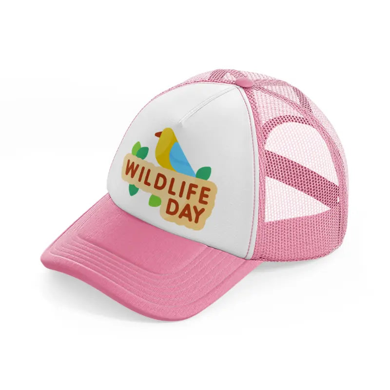 world-wildlife-day (2)-pink-and-white-trucker-hat