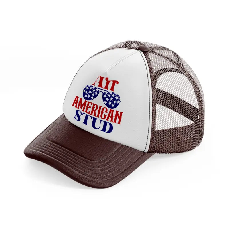 all american stud-01-brown-trucker-hat