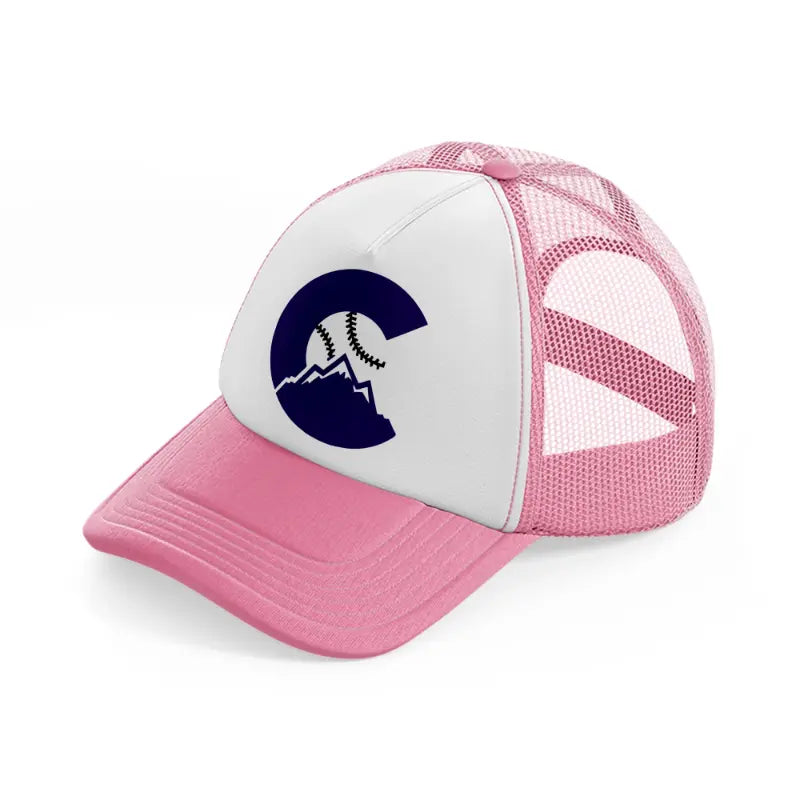 colorado rockies badge-pink-and-white-trucker-hat