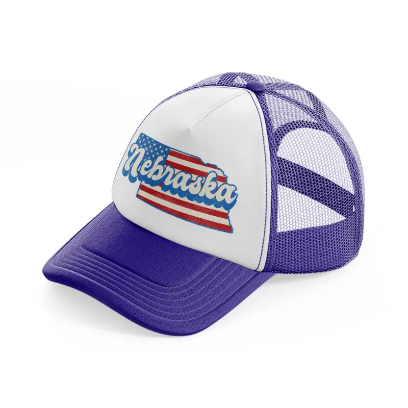 nebraska flag-purple-trucker-hat