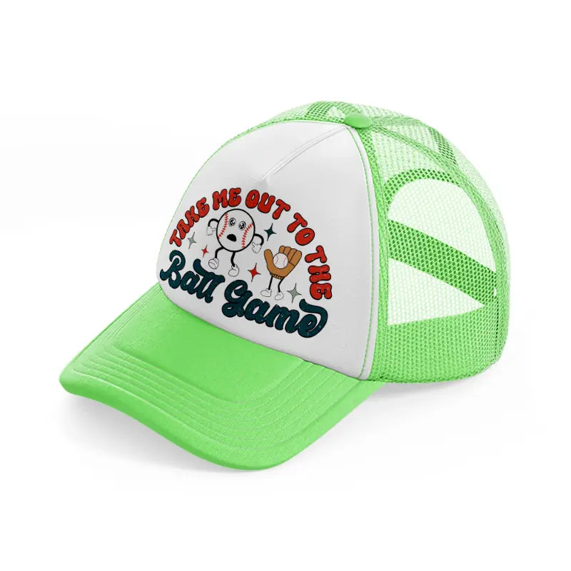 take me out to the ball game-lime-green-trucker-hat