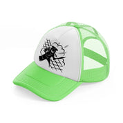 pirate fight lime green trucker hat