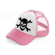 skull head wrenches-pink-and-white-trucker-hat