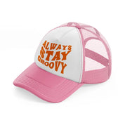 retro elements-103-pink-and-white-trucker-hat