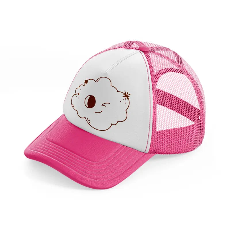 cloudy wink-neon-pink-trucker-hat