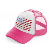 usa fish flag-neon-pink-trucker-hat