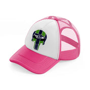 seattle seahawks skull-neon-pink-trucker-hat