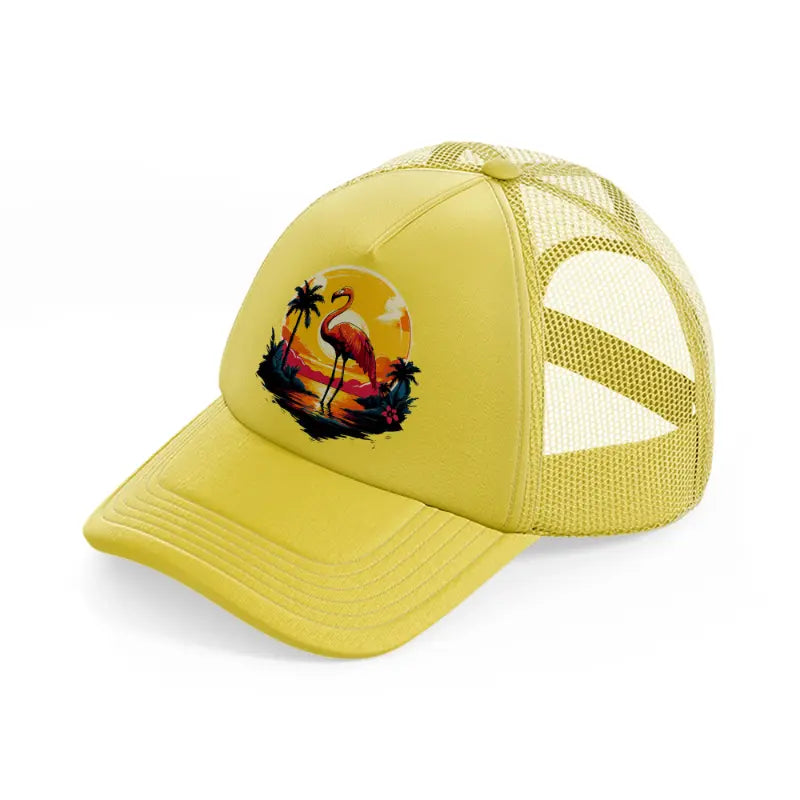 flamingo-gold-trucker-hat