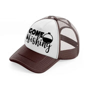 gone fishing transparent brown trucker hat