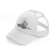 skull on book-white-trucker-hat