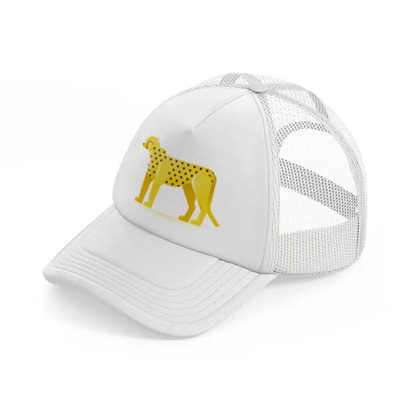 029 cheetah white trucker hat