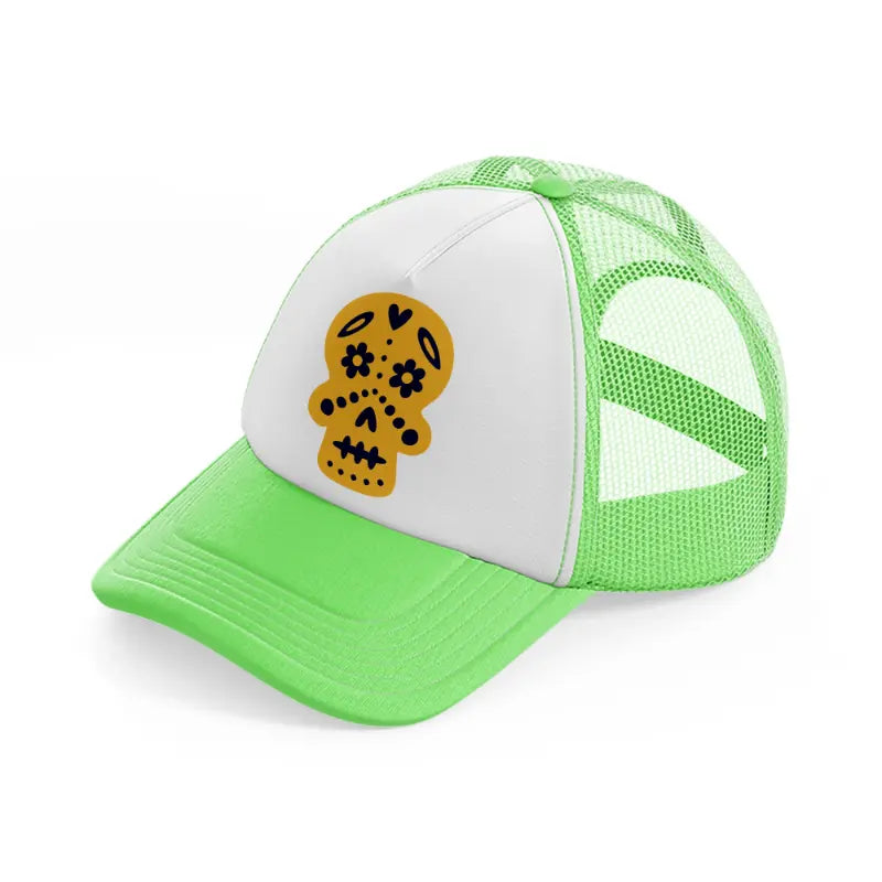 mexico suger skull-lime-green-trucker-hat