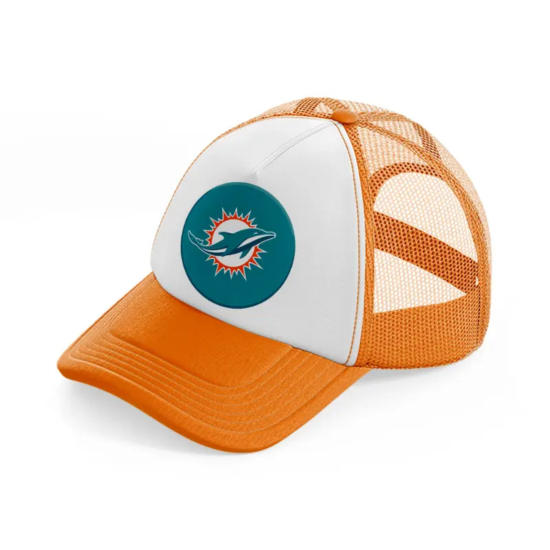 miami dolphins badge-orange-trucker-hat