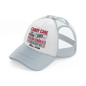 candy cane cafe fresh cookies-grey-trucker-hat