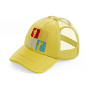 golf pose-gold-trucker-hat