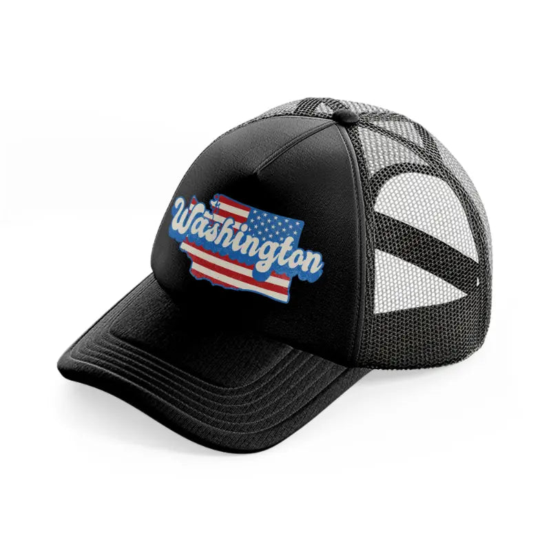 washington flag-black-trucker-hat