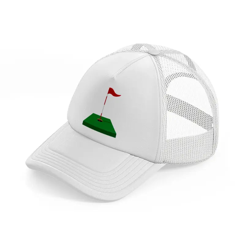 red flag cartoon-white-trucker-hat