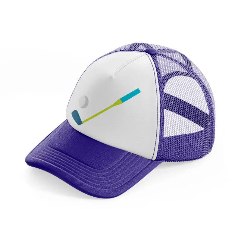 golf stick blue purple trucker hat