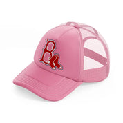 boston red sox emblem-pink-trucker-hat