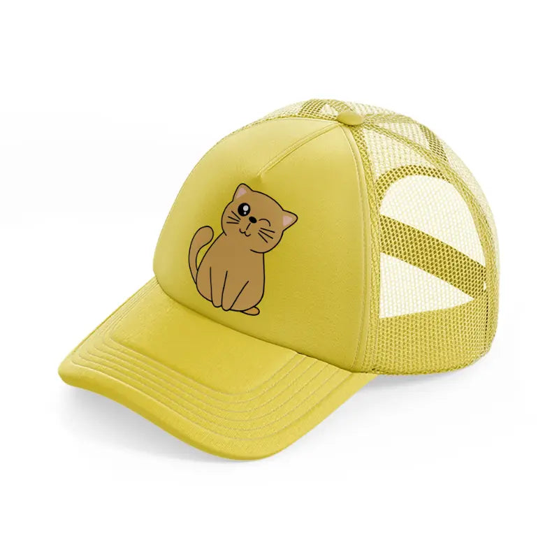 cute cat wink-gold-trucker-hat