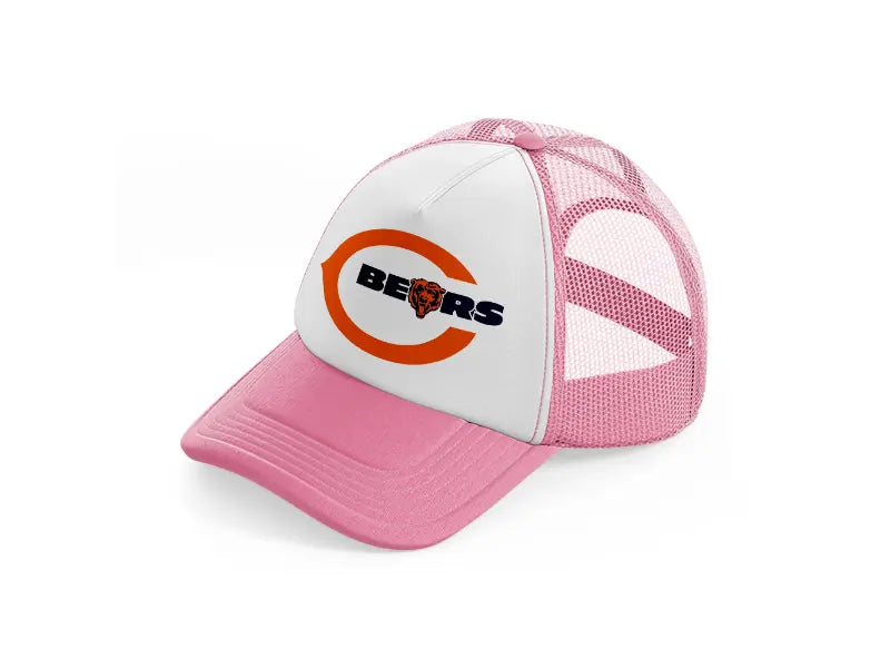 chicago bears logo-pink-and-white-trucker-hat