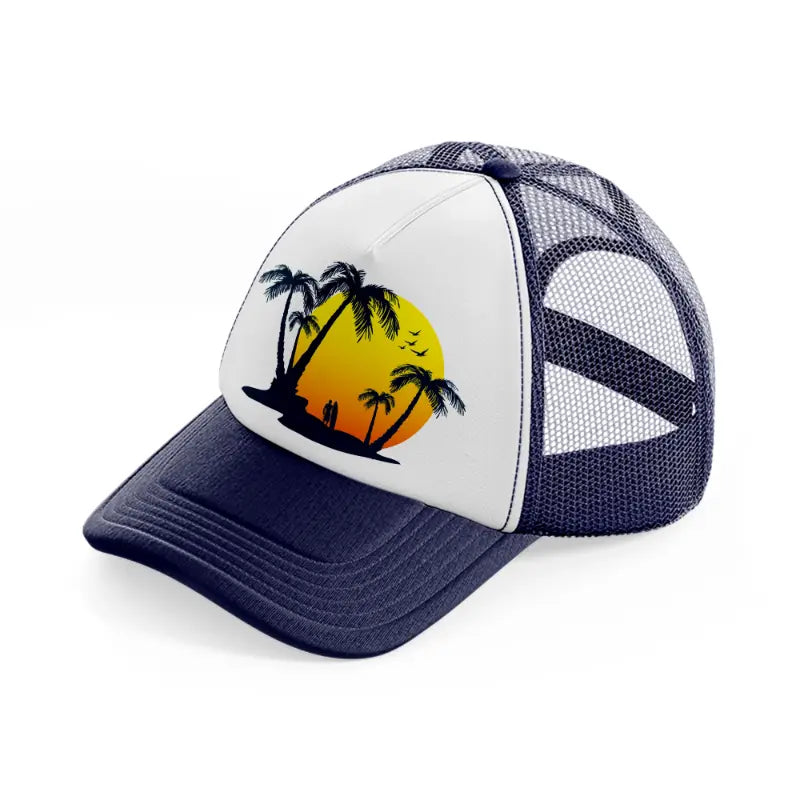 beach navy blue and white trucker hat