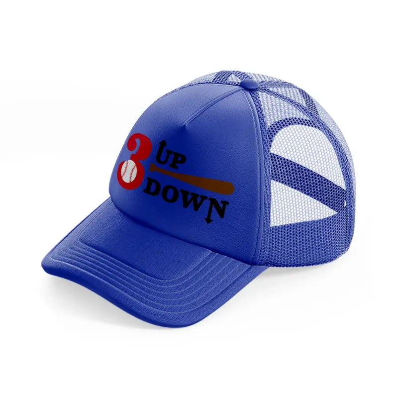 3 up down baseball-blue-trucker-hat