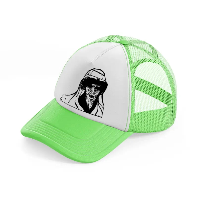 scary old man-lime-green-trucker-hat