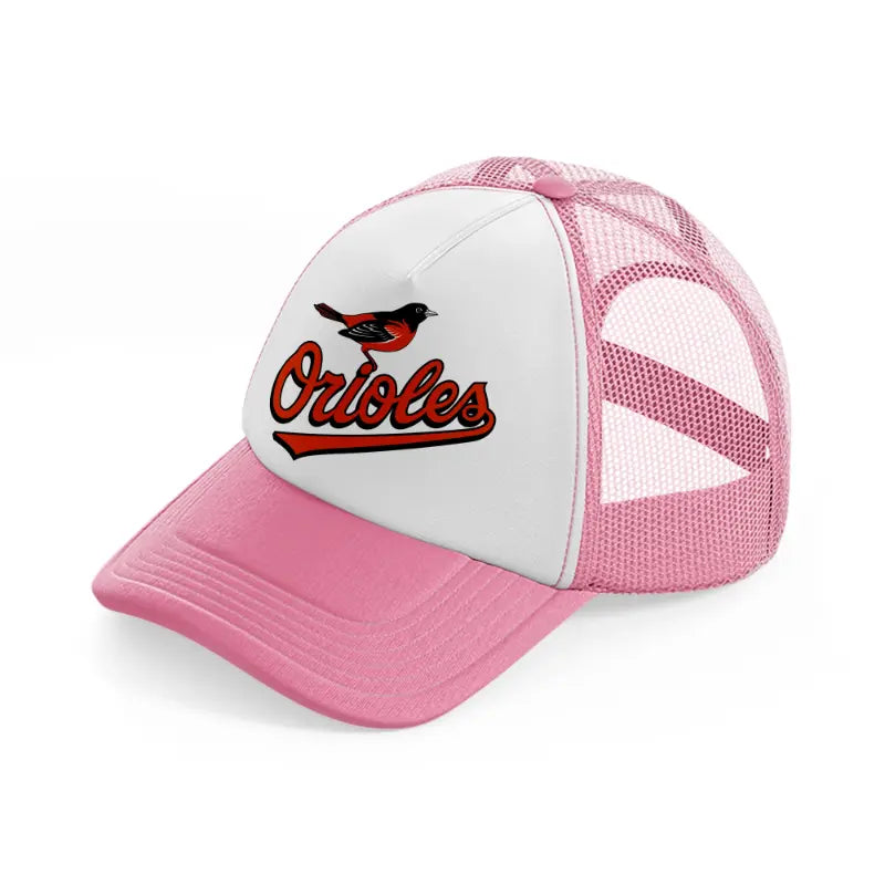 baltimore orioles supporter-pink-and-white-trucker-hat