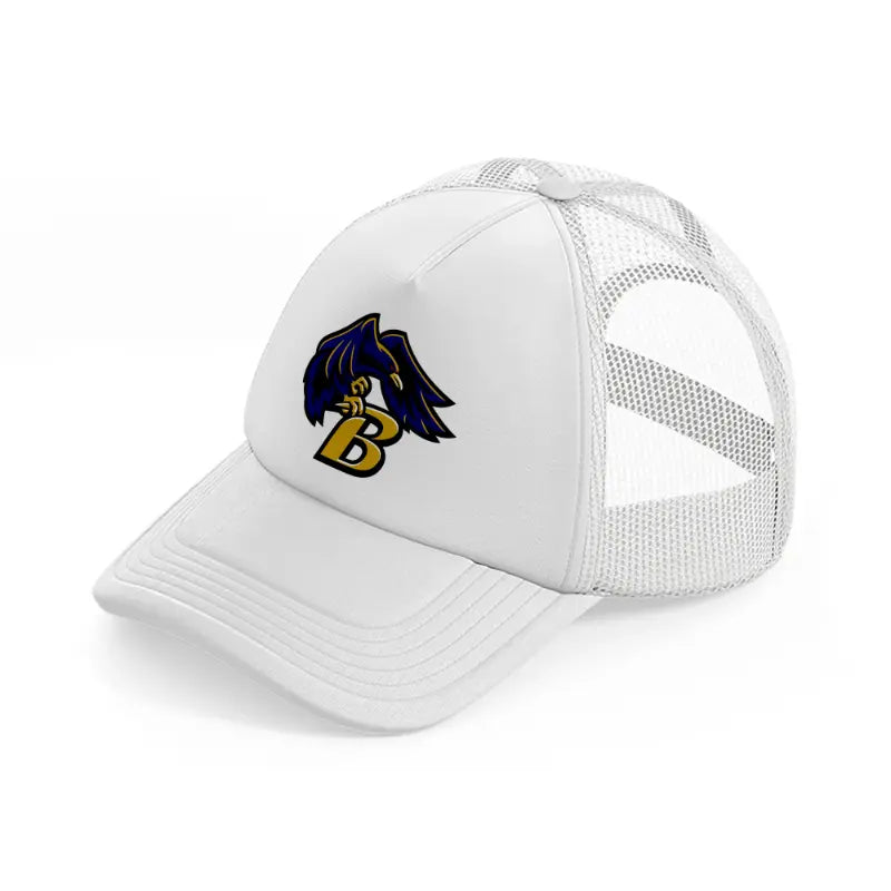 b emblem-white-trucker-hat