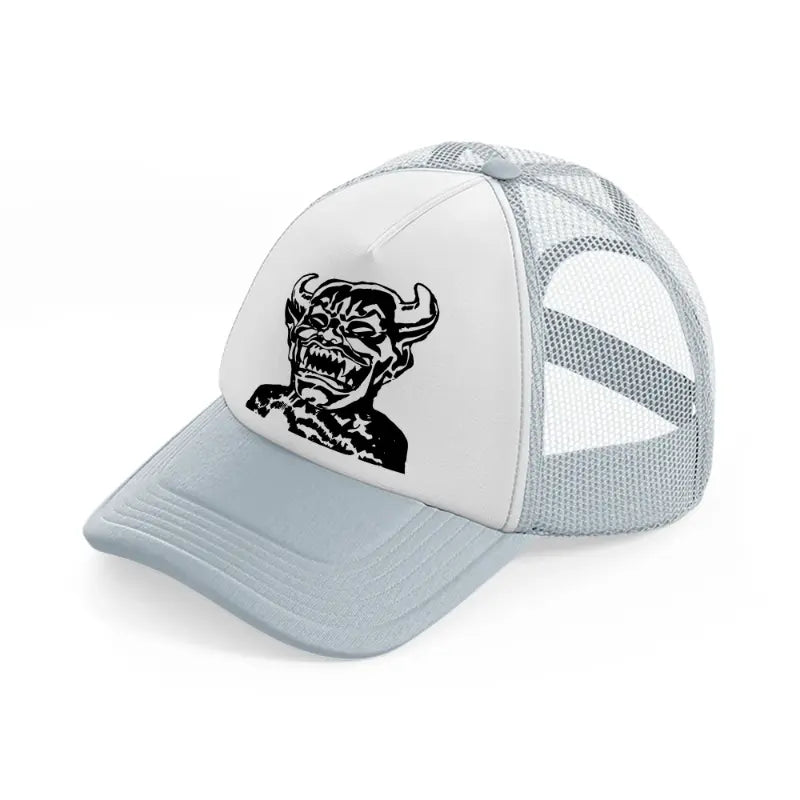 laughing devil grey trucker hat