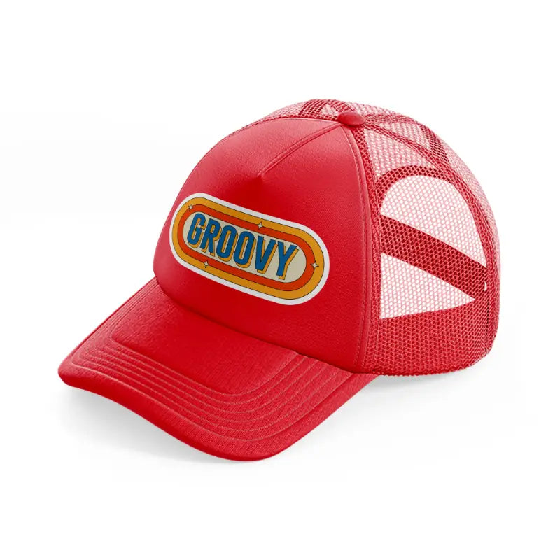 groovy red trucker hat