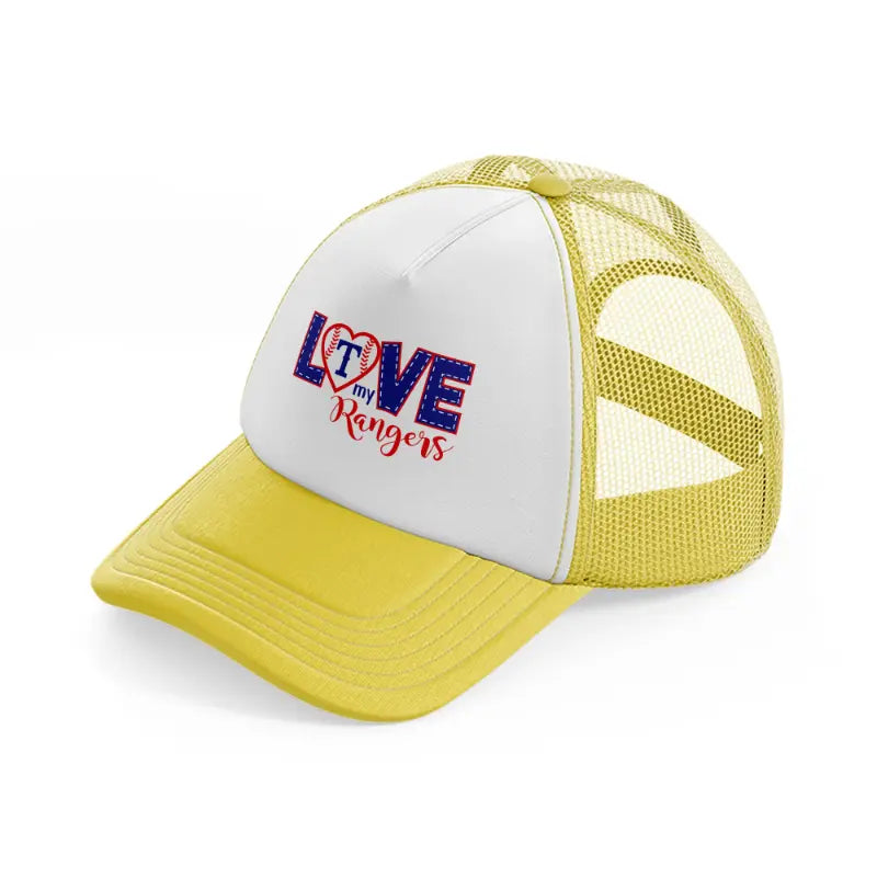 love my t rangers-yellow-trucker-hat