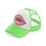 lips lime green trucker hat