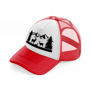 deer mountains-red-and-white-trucker-hat