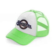 milwaukee brewers badge-lime-green-trucker-hat