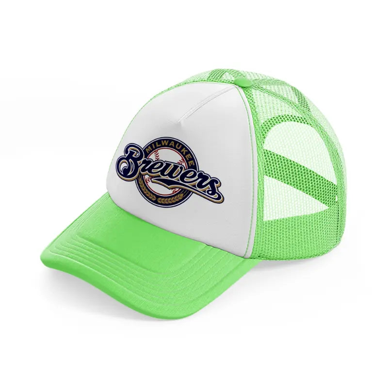 milwaukee brewers badge lime green trucker hat