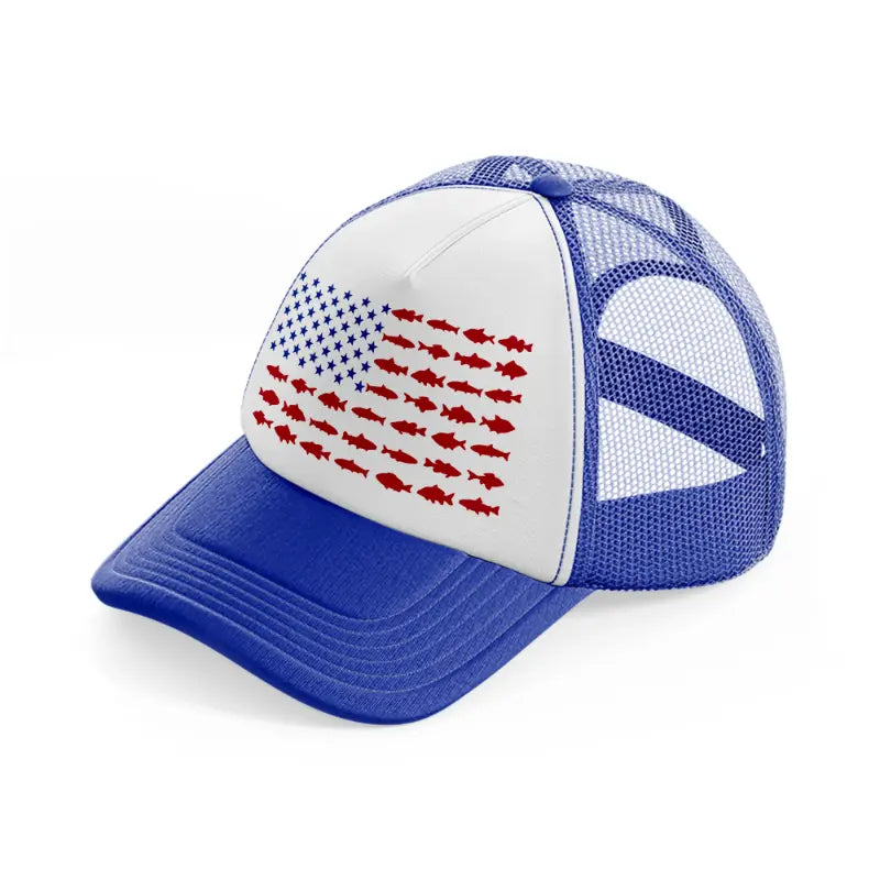 usa fish flag-blue-and-white-trucker-hat