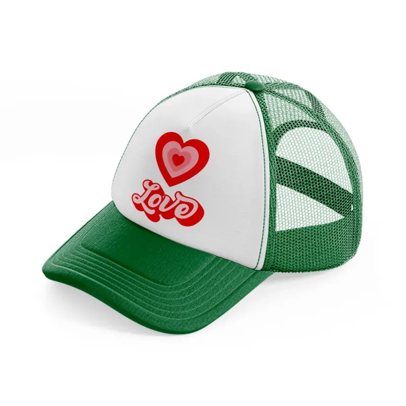 retro heart love-green-and-white-trucker-hat