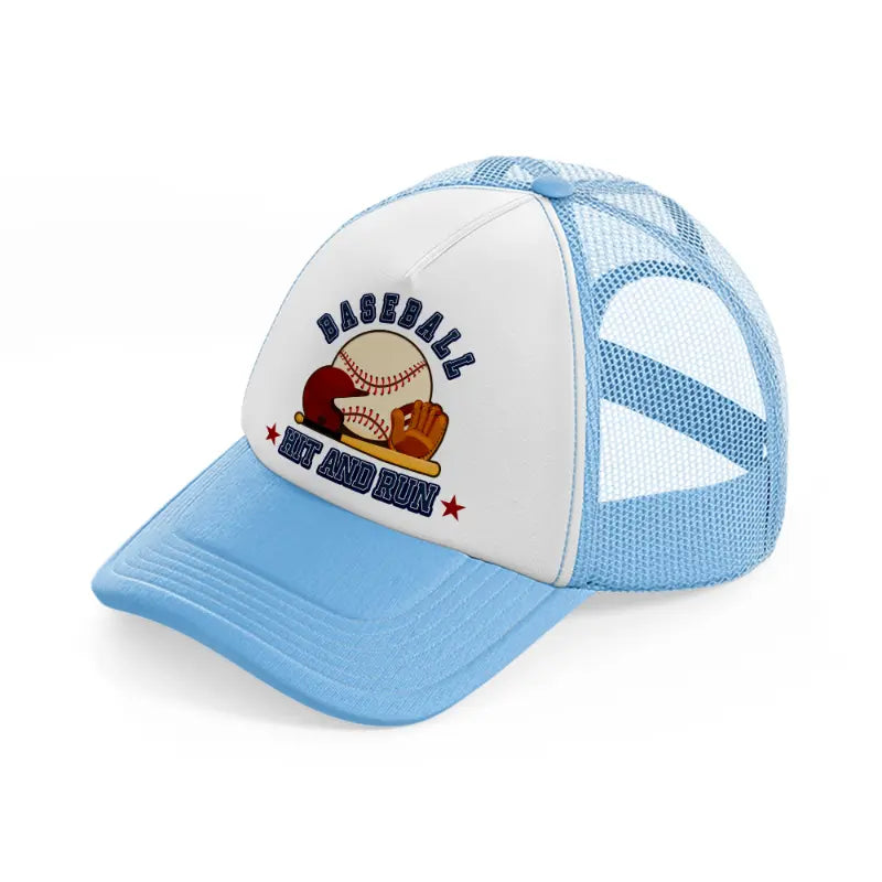 baseball hit and run-sky-blue-trucker-hat