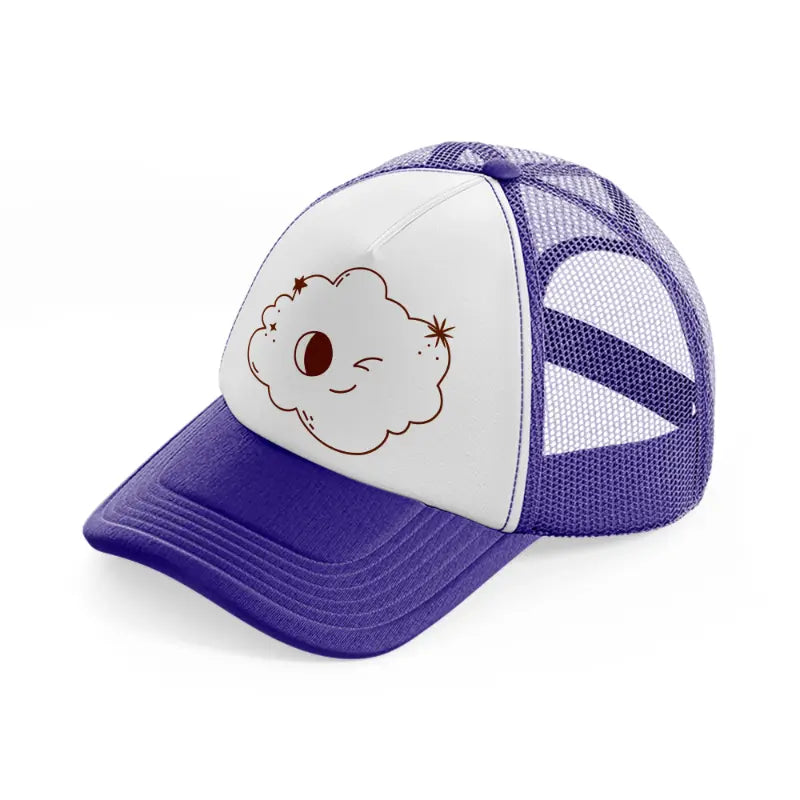 cloudy wink-purple-trucker-hat