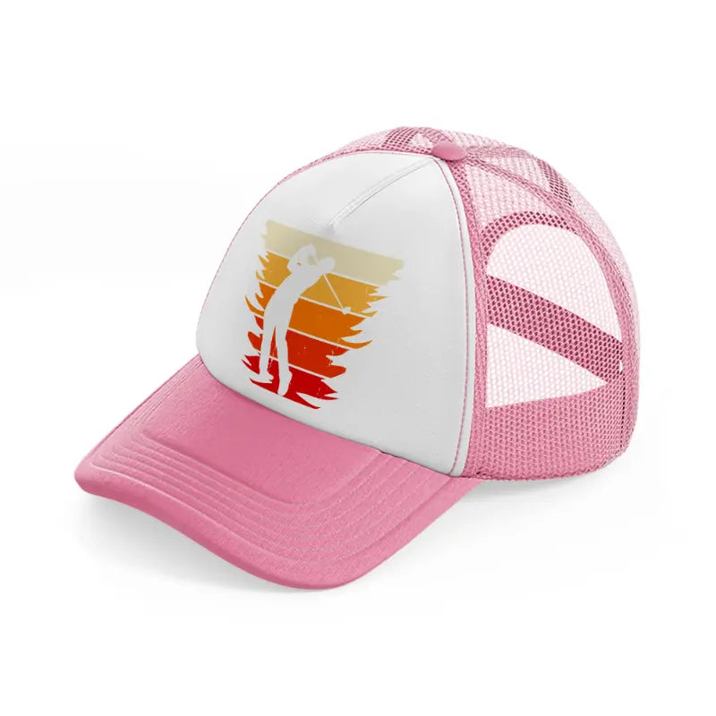 golf player retro pink and white trucker hat