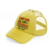 candy cane cafe fresh cookies-gold-trucker-hat