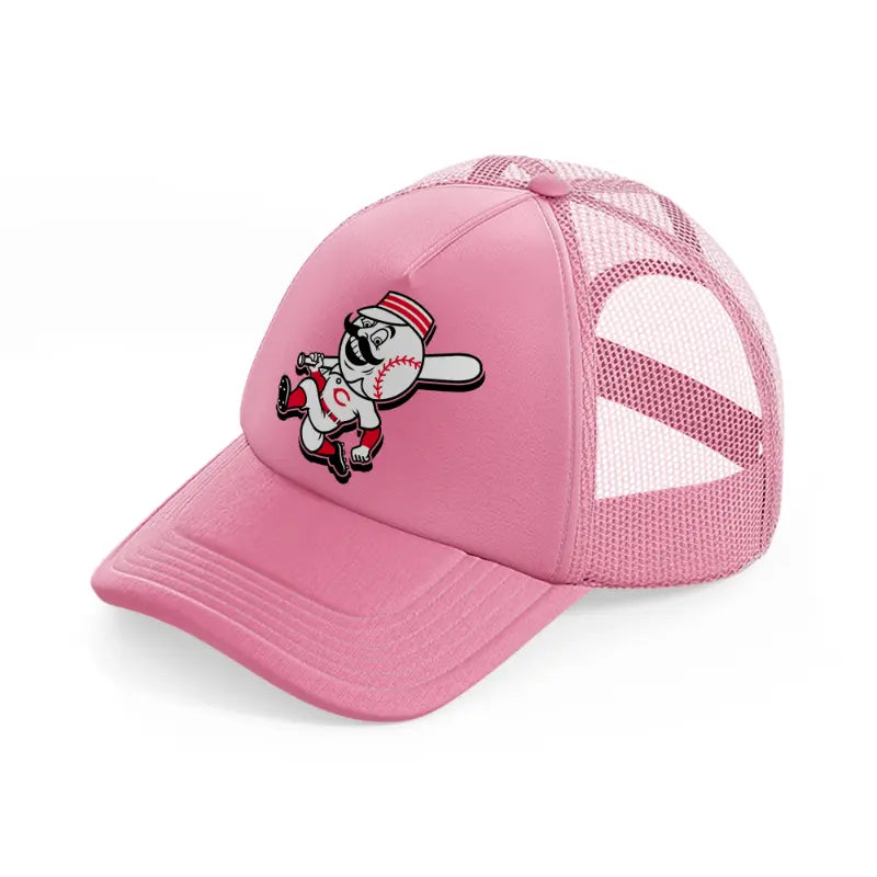 cincinnati reds retro emblem-pink-trucker-hat