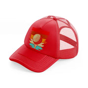 golf ball multicolor-red-trucker-hat
