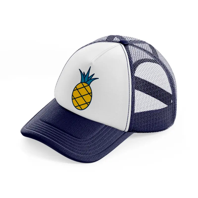 pineapple navy blue and white trucker hat