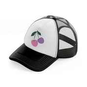 cherries black and white trucker hat